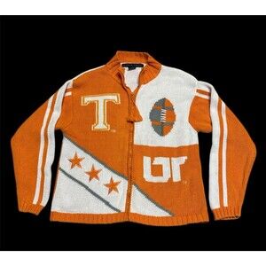 Y2K Tennessee Vols Football Cardigan Sweater Birch Bros LG NCAA Vintage **Read